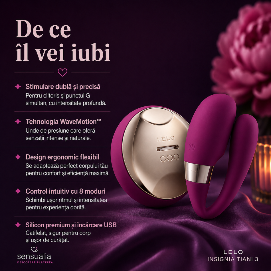 LELO TIANI™ 3 - Vibrator cu telecomanda pentru cupluri, roz intens