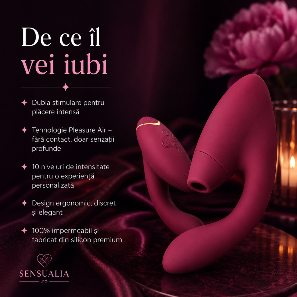 WOMANIZER DUO 2 - Stimulator clitoridian Pleasure Air și Vibrator dublu