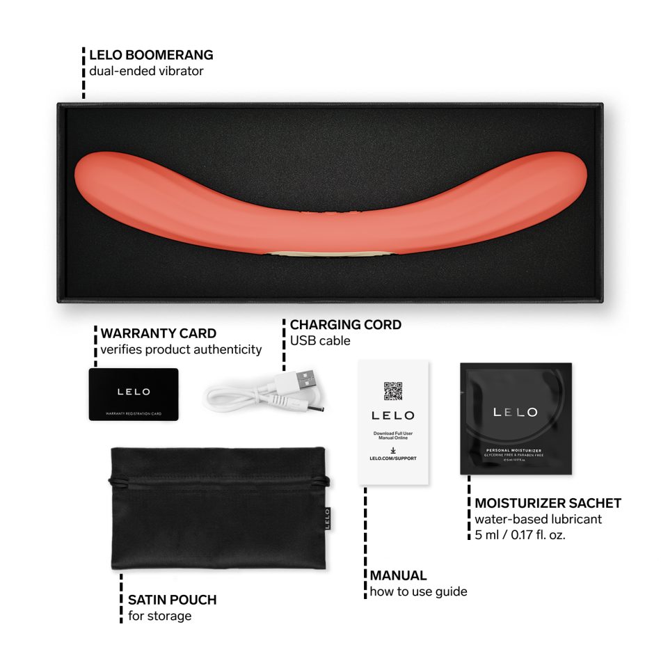 LELO -Vibrator dublu, tip bumerang, culoare rosu coral