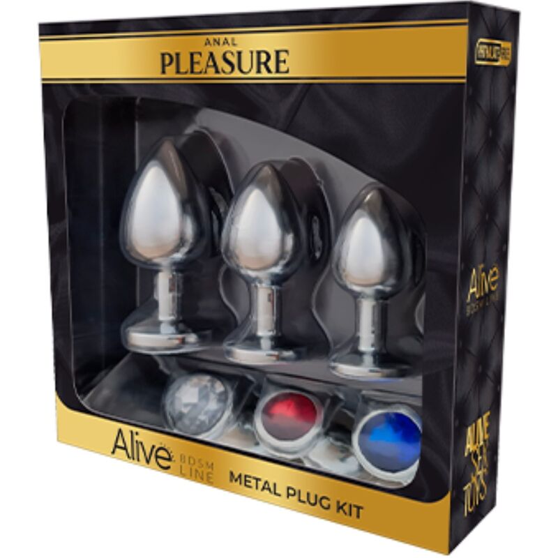 ALIVE - Kit format din 3 dopuri metalice pentru plăcere anală