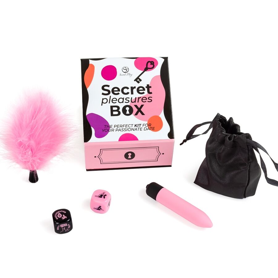 SECRET PLAY - cutie de plăcere pentru cupluri: zaruri + glonț vibrant + pix cu pană