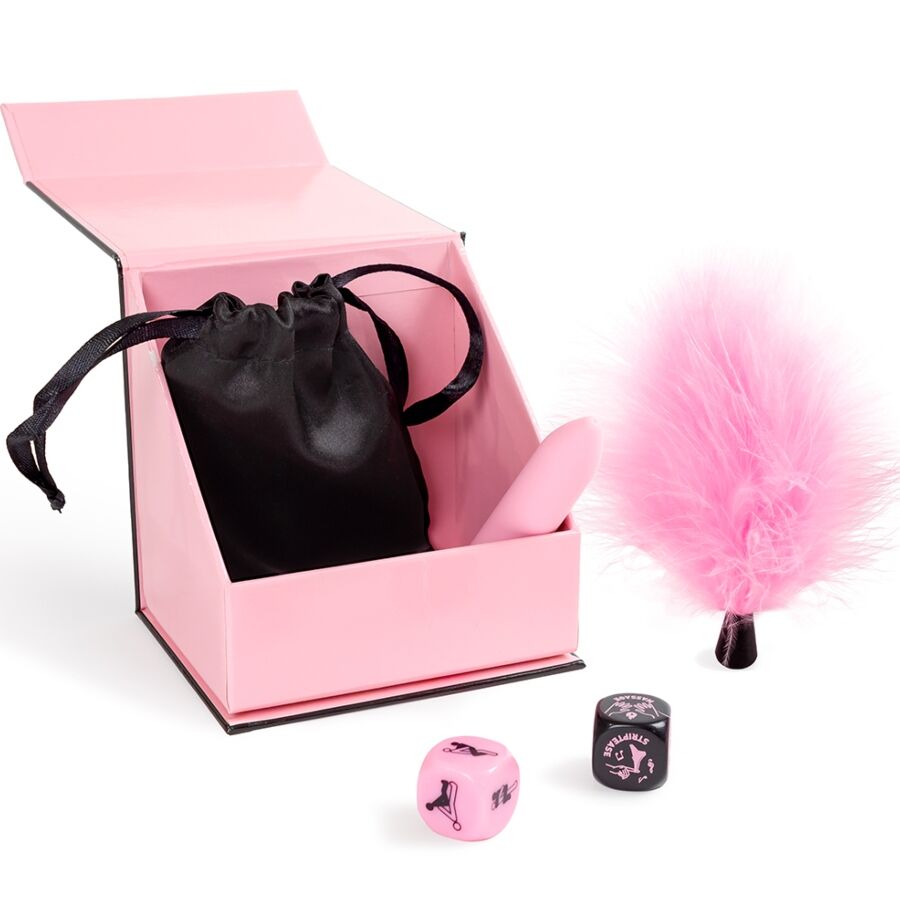 SECRET PLAY - cutie de plăcere pentru cupluri: zaruri, glonț vibrant, pix cu pană