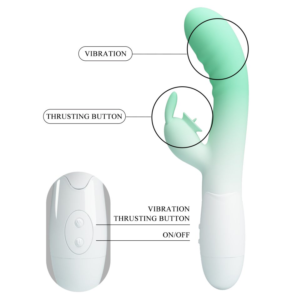 Pretty Love Cerberus – Vibrator Rabbit Premium cu 30 Moduri de Vibrație, Verde