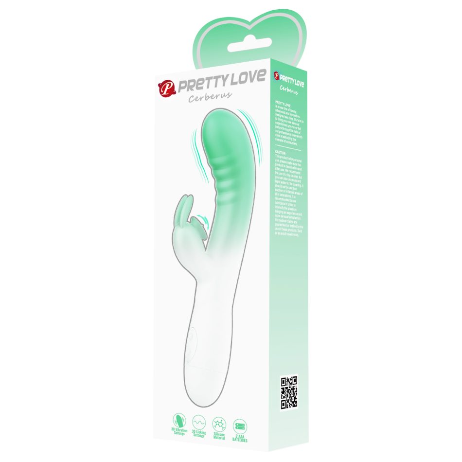 Pretty Love Cerberus – Vibrator Rabbit Premium cu 30 Moduri de Vibrație, Verde