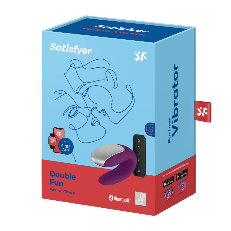 Satisfyer Double Fun Partner – Vibrator pentru Cupluri Mov cu Vibrații Duble