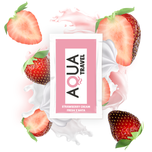 Lubrifiant Intim pe Bază de Apă EROS Aqua Travel Strawberry Cream 6 ml – Aromă de Căpșuni cu Frișcă