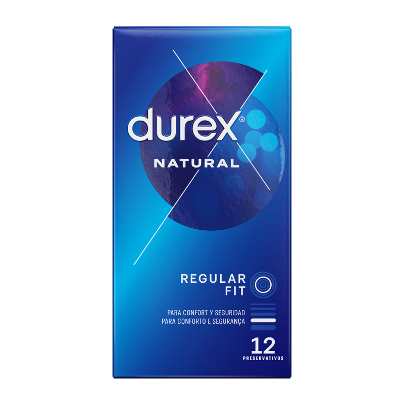 Prezervative Durex Natural Plus, Lubrifiere Intensă, Latex Natural, 12 Bucăți