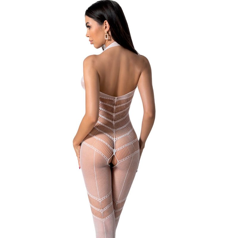 Bodystocking erotic Passion BS100, alb, mărime universală (One Size)