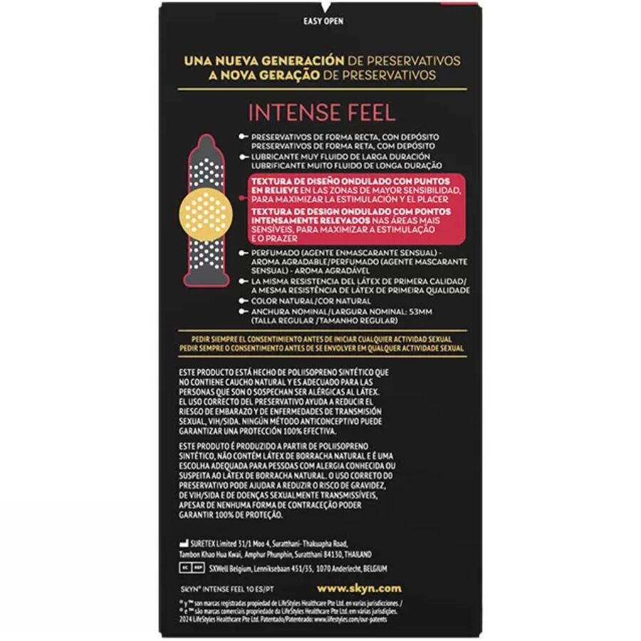 Prezervative SKYN Intense Feel Texturate cu Design Ondulat – Senzații Intensificate, Fără Latex, 10 Bucăți