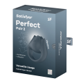 Inel vibrator pentru penis și stimulator pentru deget Satisfyer Perfect Pair 2, gri