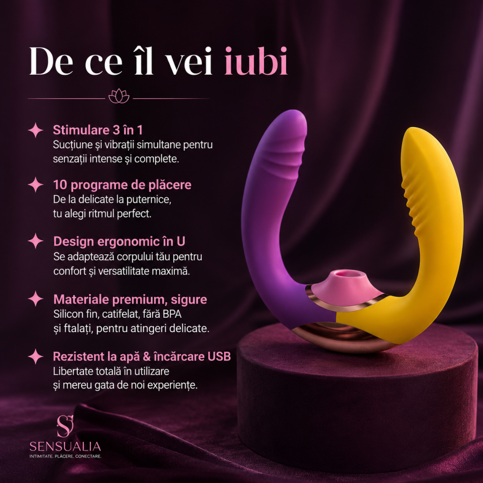 Stimulator Clitoridian Premium cu Sucțiune și Vibrații 3 în 1 INTENSE Willow