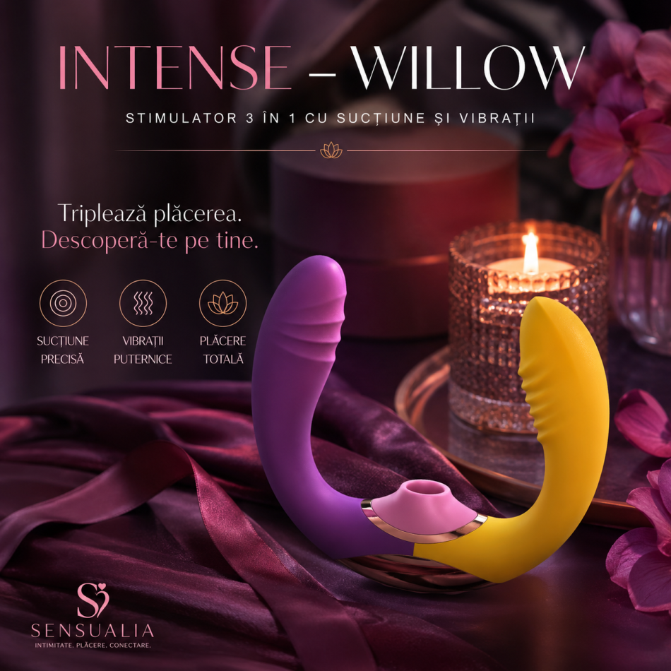 Stimulator Clitoridian Premium cu Sucțiune și Vibrații 3 în 1 INTENSE Willow