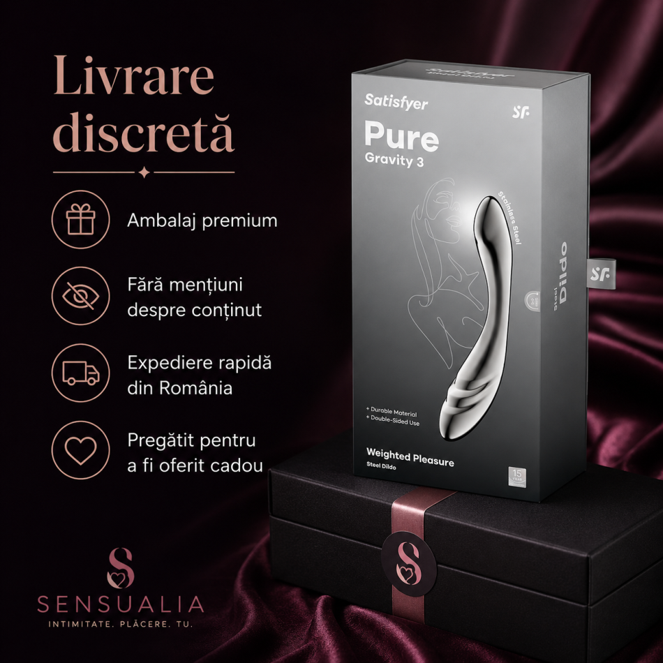 Satisfyer Pure Gravity 3 – Dildo Dublu din Oțel Inoxidabil Premium