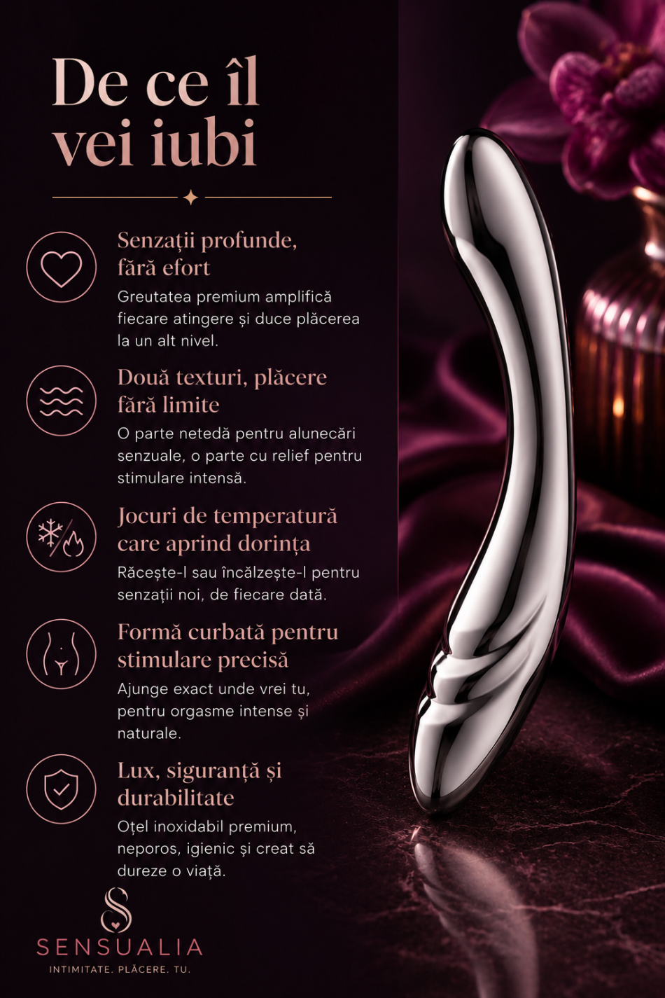Satisfyer Pure Gravity 3 – Dildo Dublu din Oțel Inoxidabil Premium