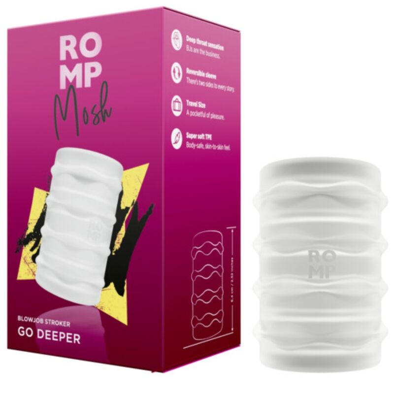 ROMP MOSH – Masturbator Masculin Transparent cu Manson Reversibil 6 cm