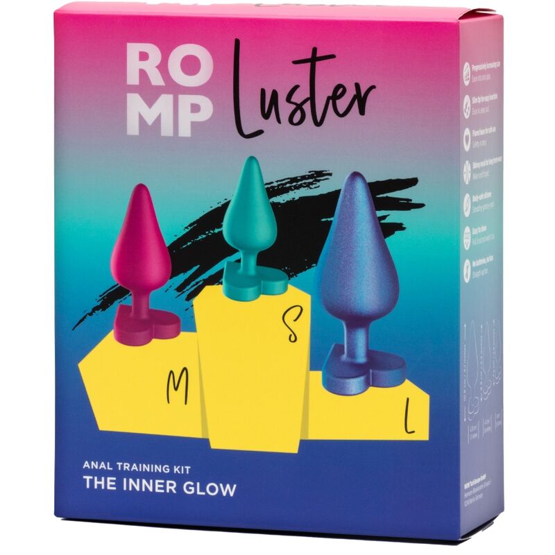 ROMP Luster – Set Premium de Pluguri Anale pentru Antrenament S/M/L cu Bază în Formă de Inimă