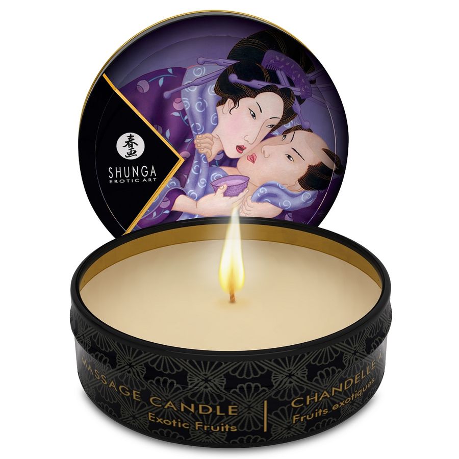 SHUNGA – Lumânare de Masaj Mini Caress cu Fructe Exotice, 30 ml