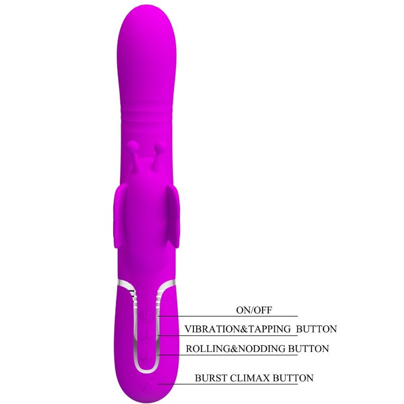 Pretty Love Butterfly Fuchsia – Vibrator Rabbit 4 în 1 pentru Stimulare Multiplă
