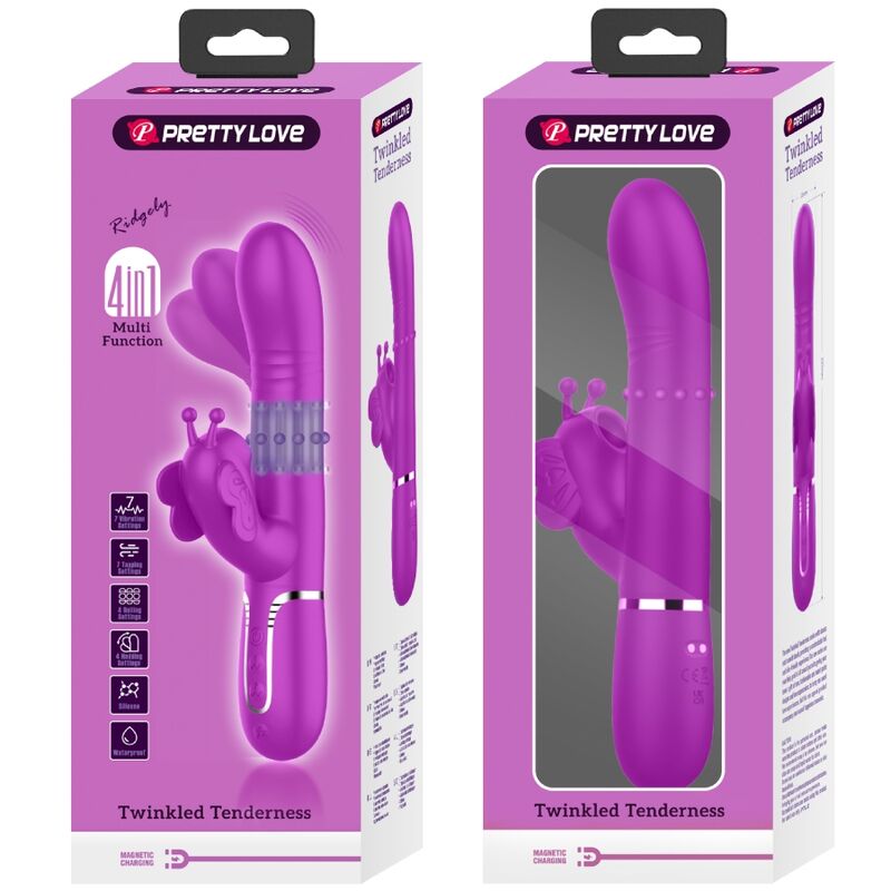 Pretty Love Butterfly Fuchsia – Vibrator Rabbit 4 în 1 pentru Stimulare Multiplă
