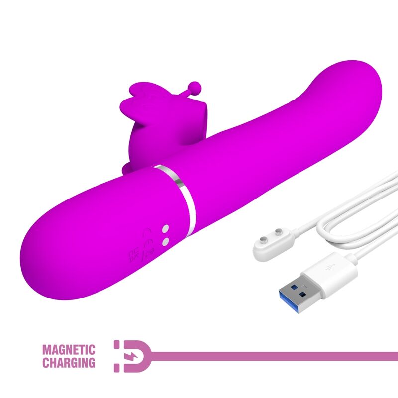 Pretty Love Butterfly Fuchsia – Vibrator Rabbit 4 în 1 pentru Stimulare Multiplă