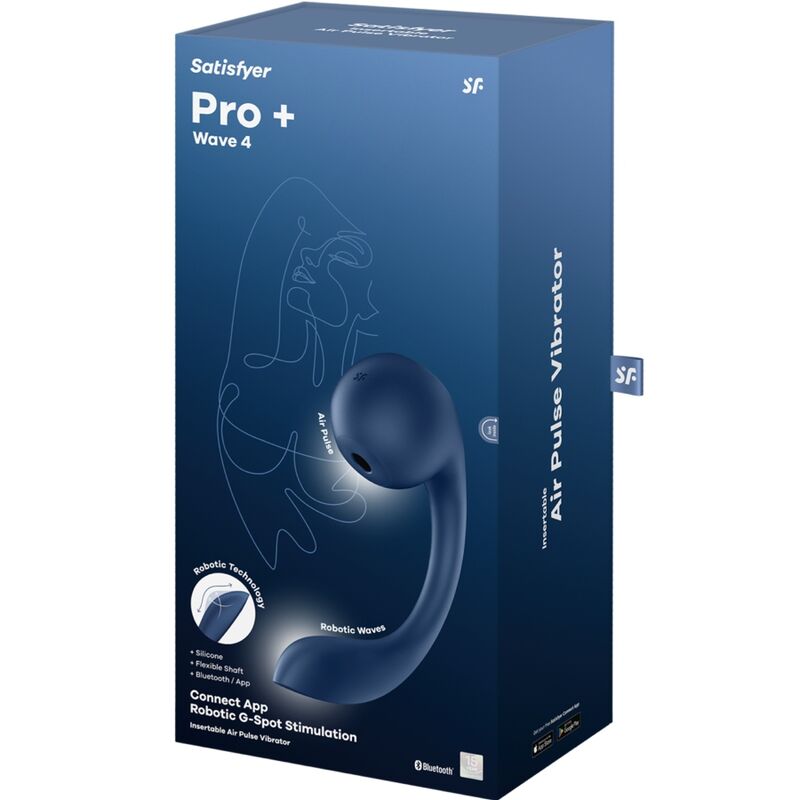 Satisfyer Pro+ Wave 4 – Stimulator G-Spot & Air Pulse cu Aplicație, Albastru Închis